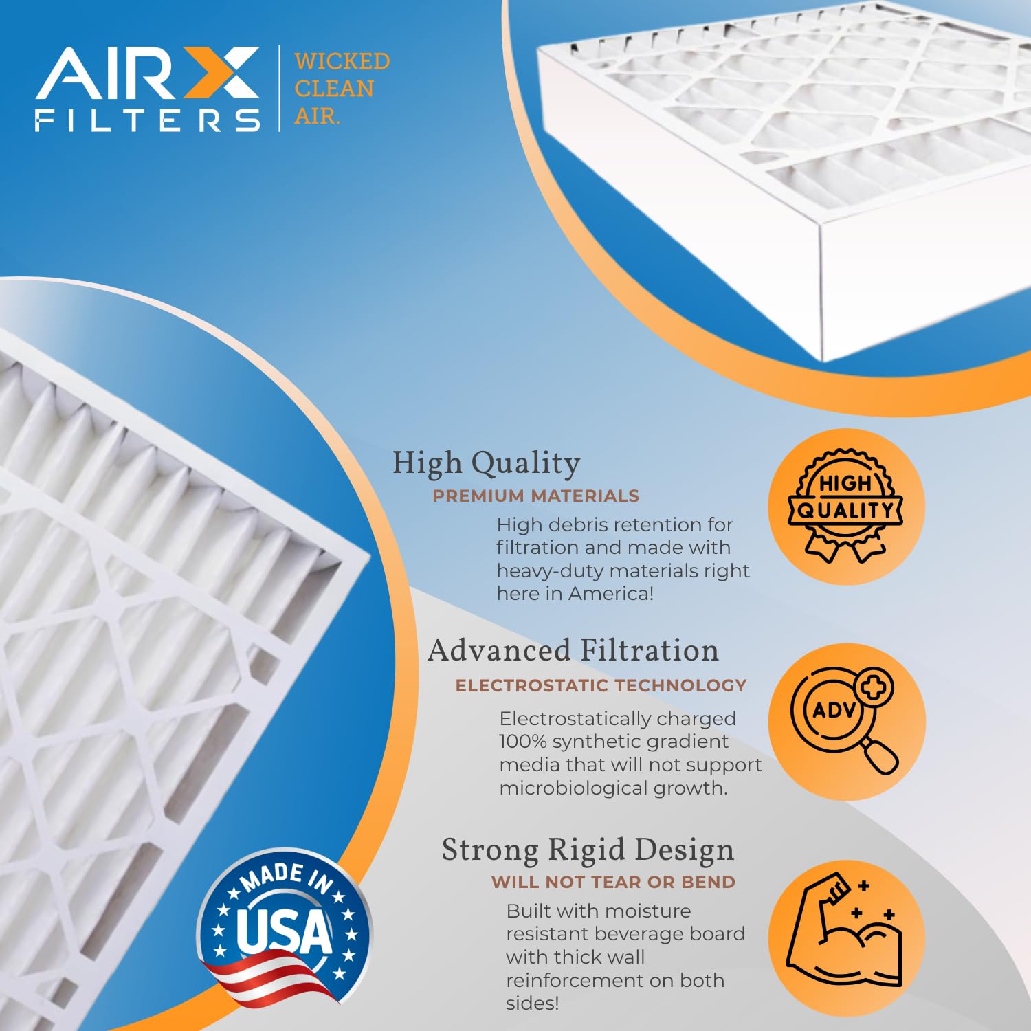 AIRX FILTERS WICKED CLEAN AIR. 20x25x5 Air Filter MERV 11 Compatible with ReservePro 4356 Furnace Filter 2 Pack