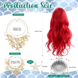 Toulite 8 Pcs Halloween Mermaid Costume for Women Sequin Top Skirt Wig Shell Bag Jewelry Set for Mermaid Cosplay(X-Large)