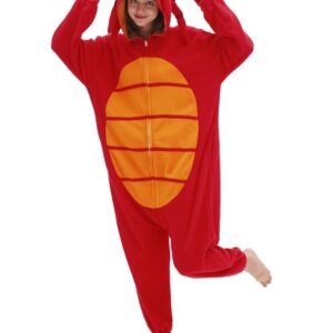 Crab Onesie Adult Red Crab Pajamas Animal Pajamas Halloween Cosplay Costume Polar Fleece Sleepwear Homewear