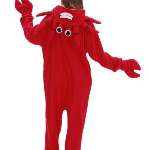 Crab Onesie Adult Red Crab Pajamas Animal Pajamas Halloween Cosplay Costume Polar Fleece Sleepwear Homewear