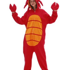 Crab Onesie Adult Red Crab Pajamas Animal Pajamas Halloween Cosplay Costume Polar Fleece Sleepwear Homewear