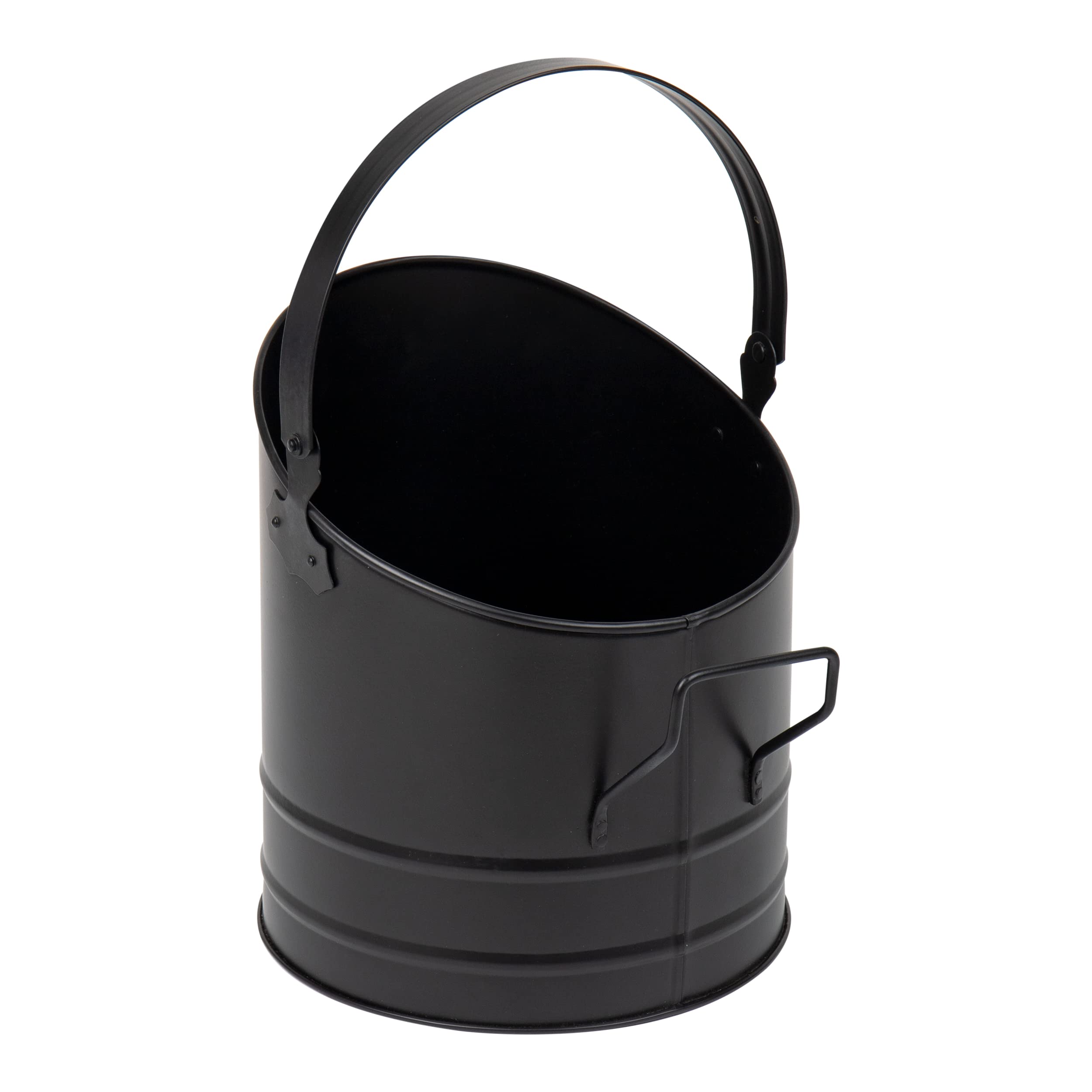 Mind Reader Ash Bucket, 6L (1.5 gal) Capacity, Wood Stove Fireplace Accessories, Metal, 9" L x 9" W x 10.5" H, Large, Black