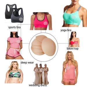 WMugthome 3 Pairs Round Seam Women's Removable Sports Yoga Bra pad, Bikini Top Bra Pads Insert (Beige,B Cup)