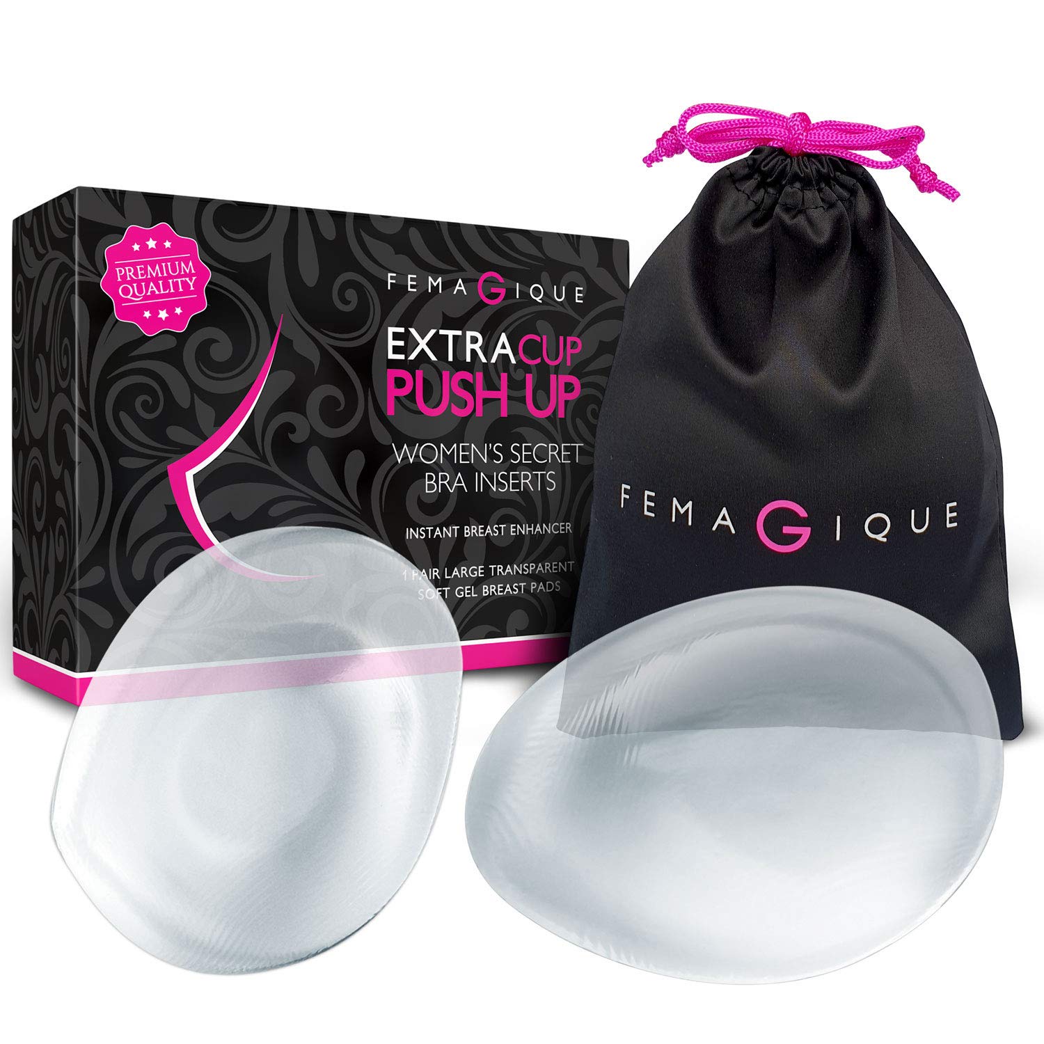 FEMAGIQUE Silicone Bra Inserts – Breast Enhancement Push Up Pads - Cleavage Enhancing Pads - Nonadhesive