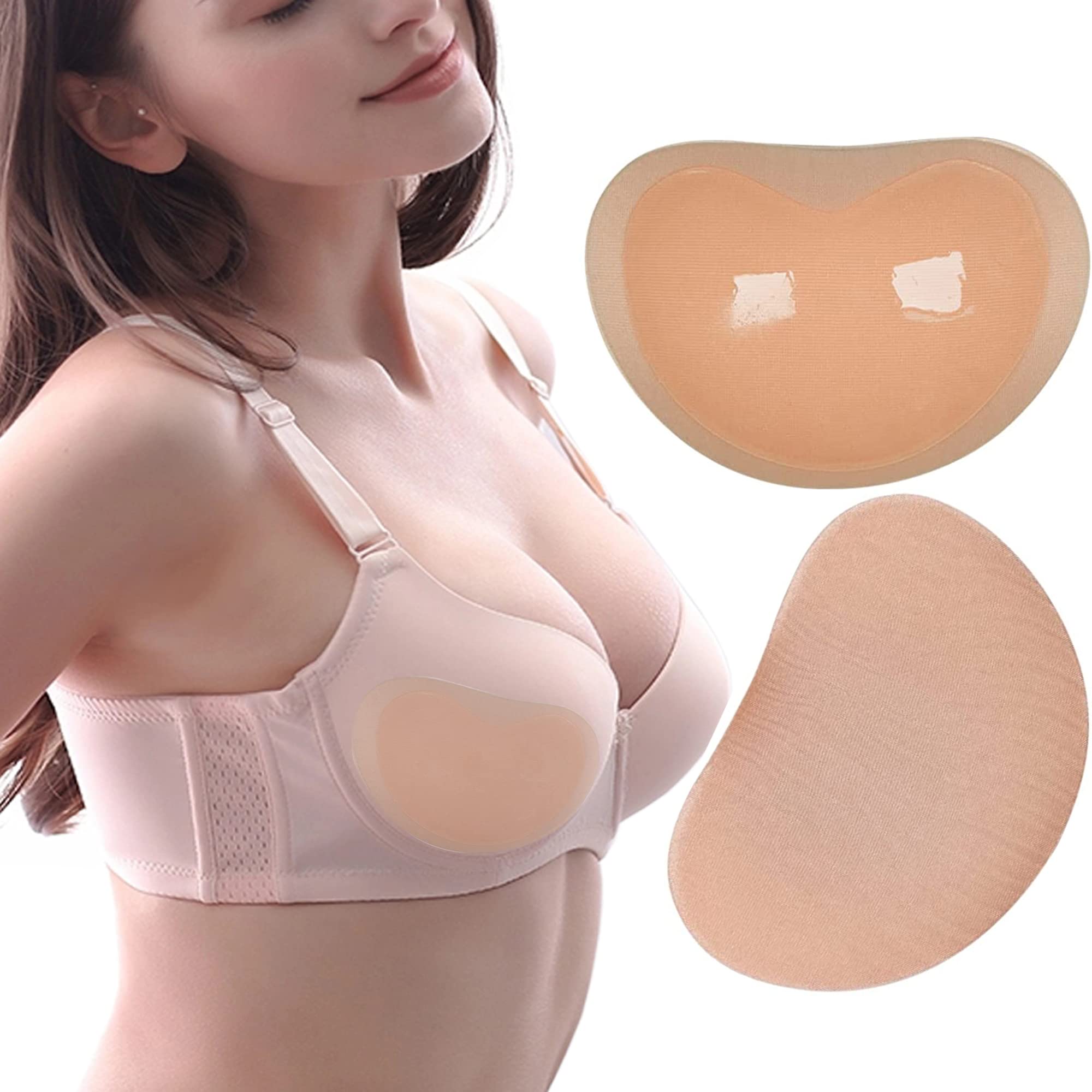 CYOUNG Silicone Adhesive Bra Pads Breast Inserts Breathable Push Up Sticky Bra Cups for Swimsuits & Bikini Beige