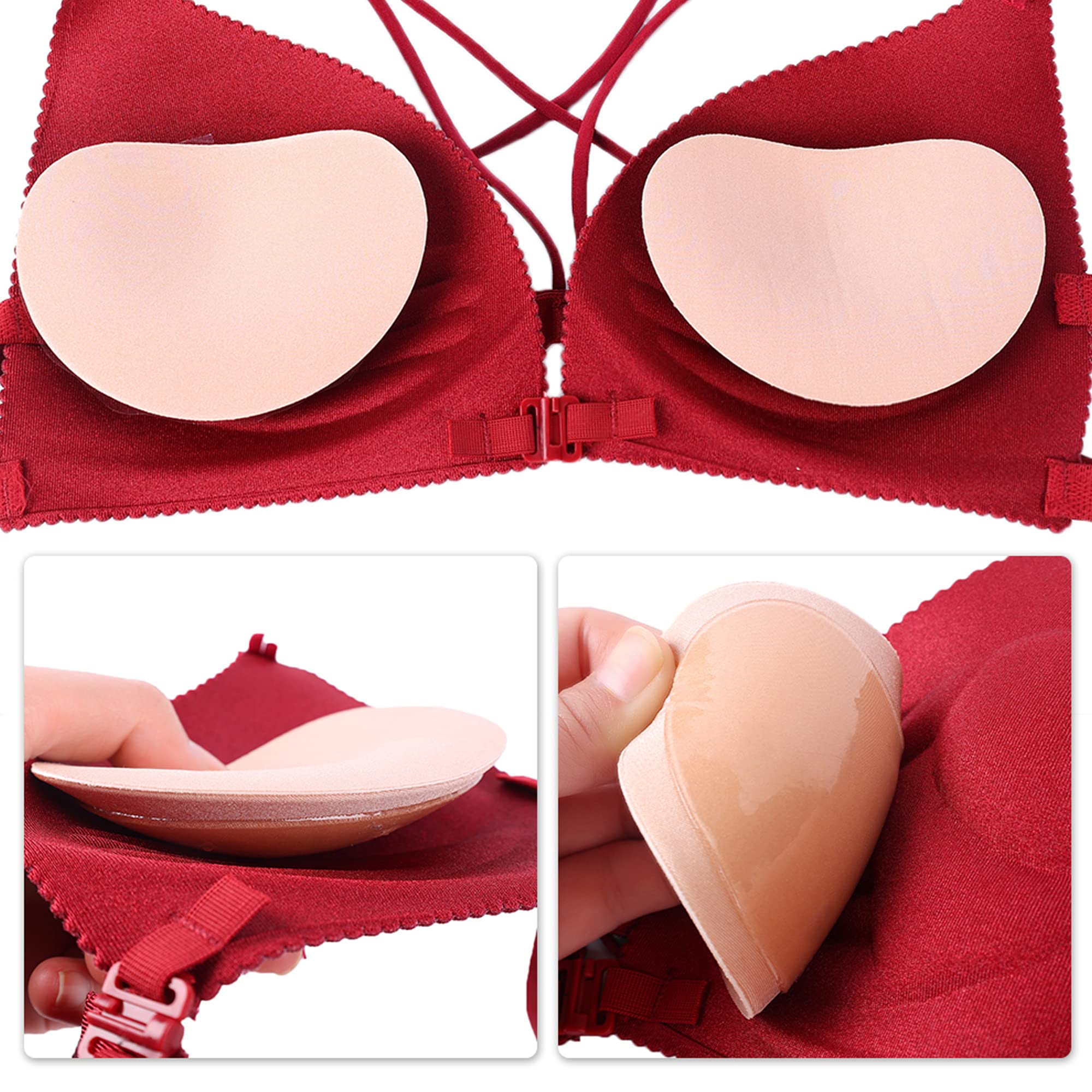 CYOUNG Silicone Adhesive Bra Pads Breast Inserts Breathable Push Up Sticky Bra Cups for Swimsuits & Bikini Beige