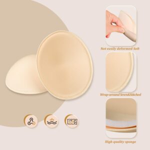 URSMART 6 Pairs Round Bra Inserts Pads, Removable and washable Bra Cups Inserts for Bikinis Top Swimsuit Sport Bra (Ａ/B Beige)