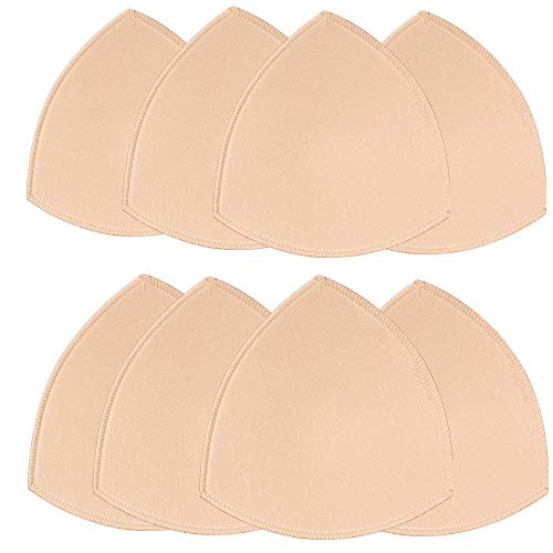 FANMAOUS 4 Pairs Bra Pad Insert,Removable Sport Bra Cup Triangle Breathable & Reusable Bra Pad for Yoga Bra,Swimsuits,Bikini