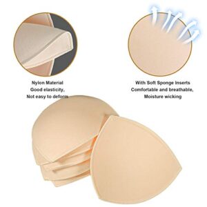 FANMAOUS 4 Pairs Bra Pad Insert,Removable Sport Bra Cup Triangle Breathable & Reusable Bra Pad for Yoga Bra,Swimsuits,Bikini