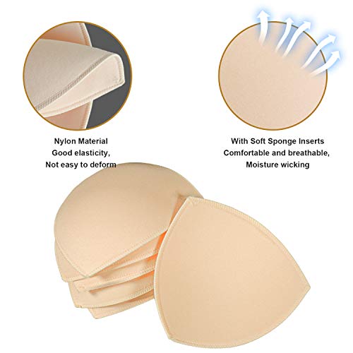 FANMAOUS 4 Pairs Bra Pad Insert,Removable Sport Bra Cup Triangle Breathable & Reusable Bra Pad for Yoga Bra,Swimsuits,Bikini