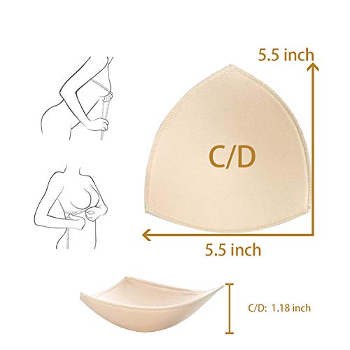 FANMAOUS 4 Pairs Bra Pad Insert,Removable Sport Bra Cup Triangle Breathable & Reusable Bra Pad for Yoga Bra,Swimsuits,Bikini