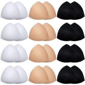 geyoga 12 pairs women triangle bra insert removable bra inserts for sports bra pads inserts for women girls cup bra replacement pad summer (white, nude color, black)