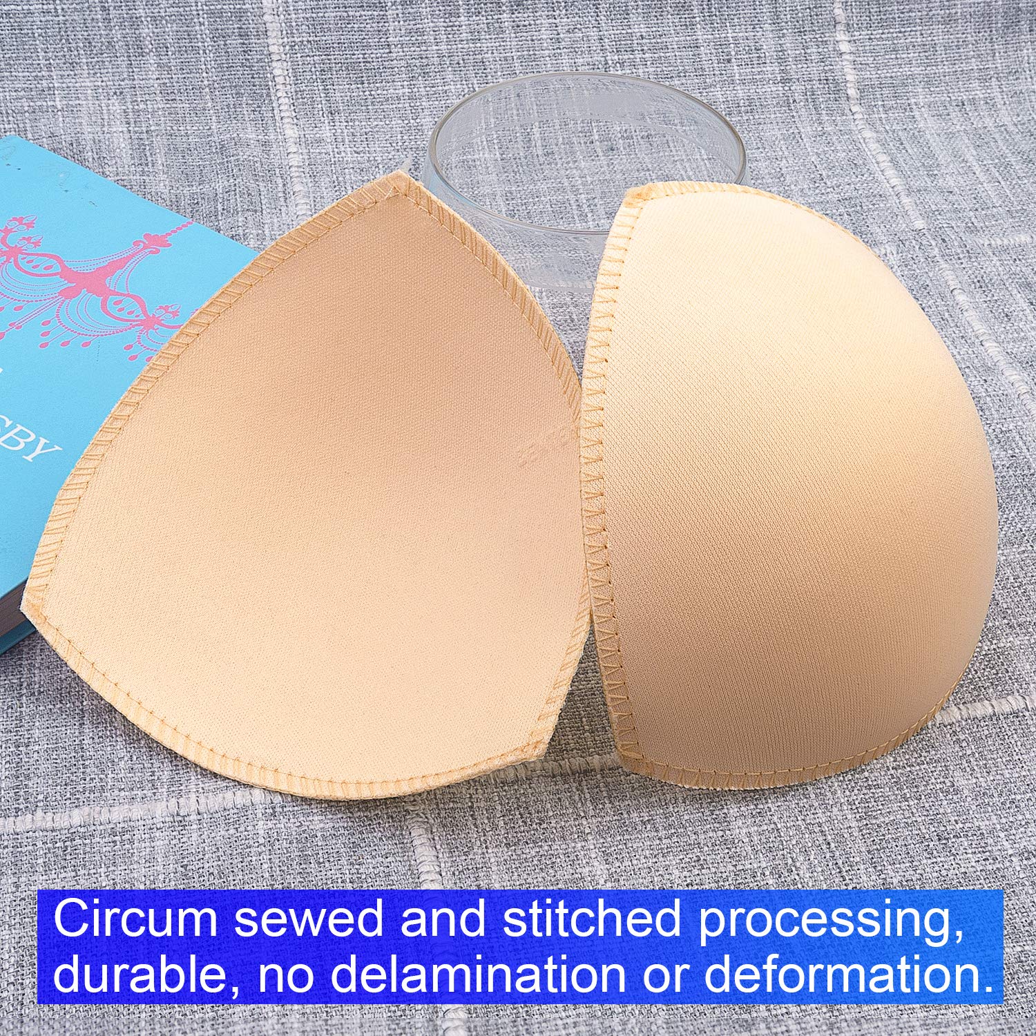 Awpeye Bra Pads Inserts 6 Pairs, Bra Cups Inserts, Removable Breast Enhancers Inserts for Women (Beige)