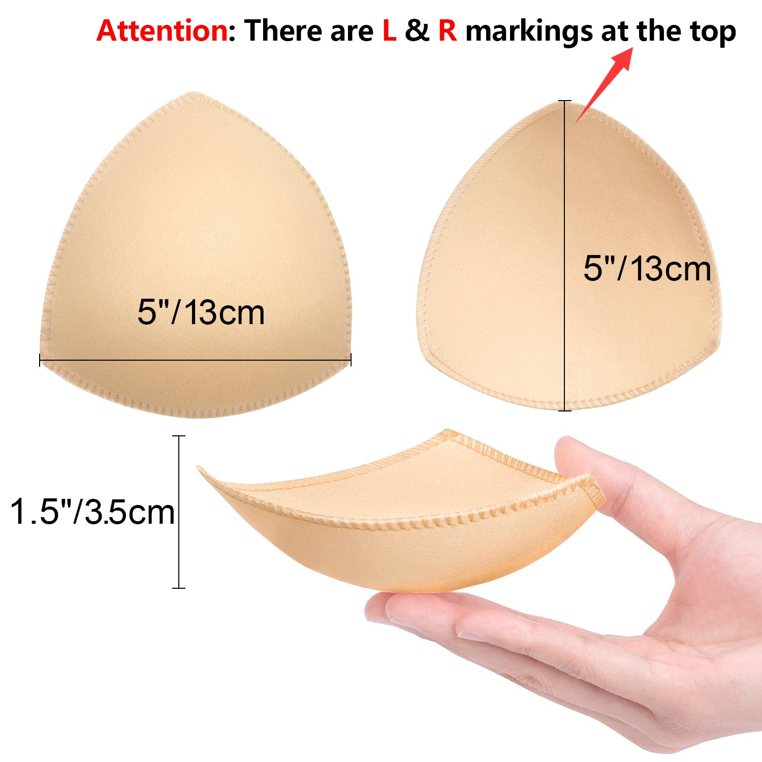 Awpeye Bra Pads Inserts 6 Pairs, Bra Cups Inserts, Removable Breast Enhancers Inserts for Women (Beige)