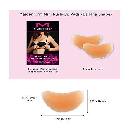 Maidenform Women's Mini Silicone Banana Shape Push Up Pad, Nude, One Size