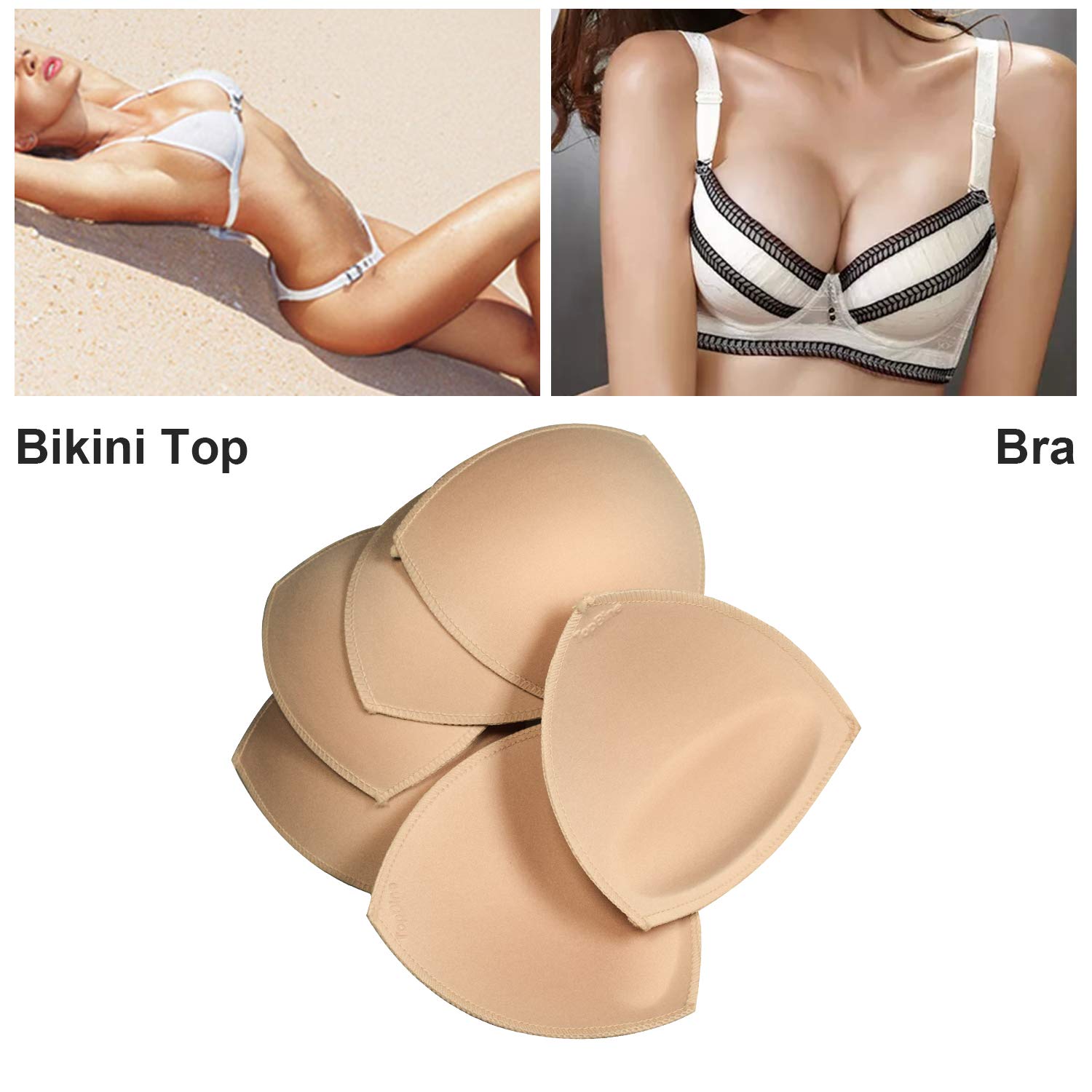 TopBine Removable Bra Pads Inserts Women's Comfy Sports Cups Bra Insert for BIkini Top Swimsuit (A/B)