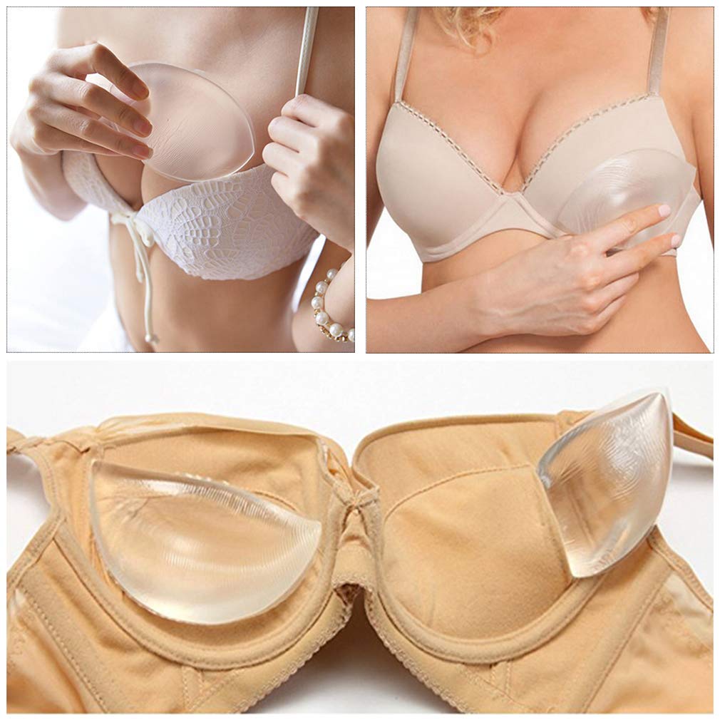 SEEKUP Women Soft Silicone Bra Inserts Breast Chest Enhancer Pads Push-up/Gathering for A/B/C Cup, Transparent