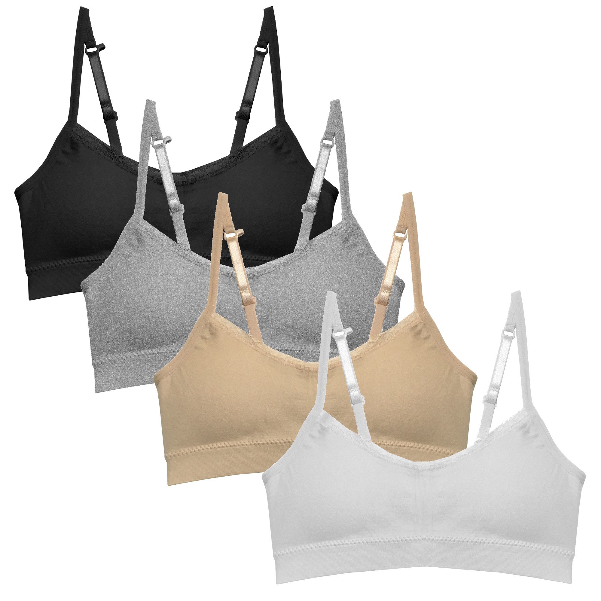 Popular Crop Cami Training Bras Pack for Girls. Seamless Bra Removable Padding Basics L