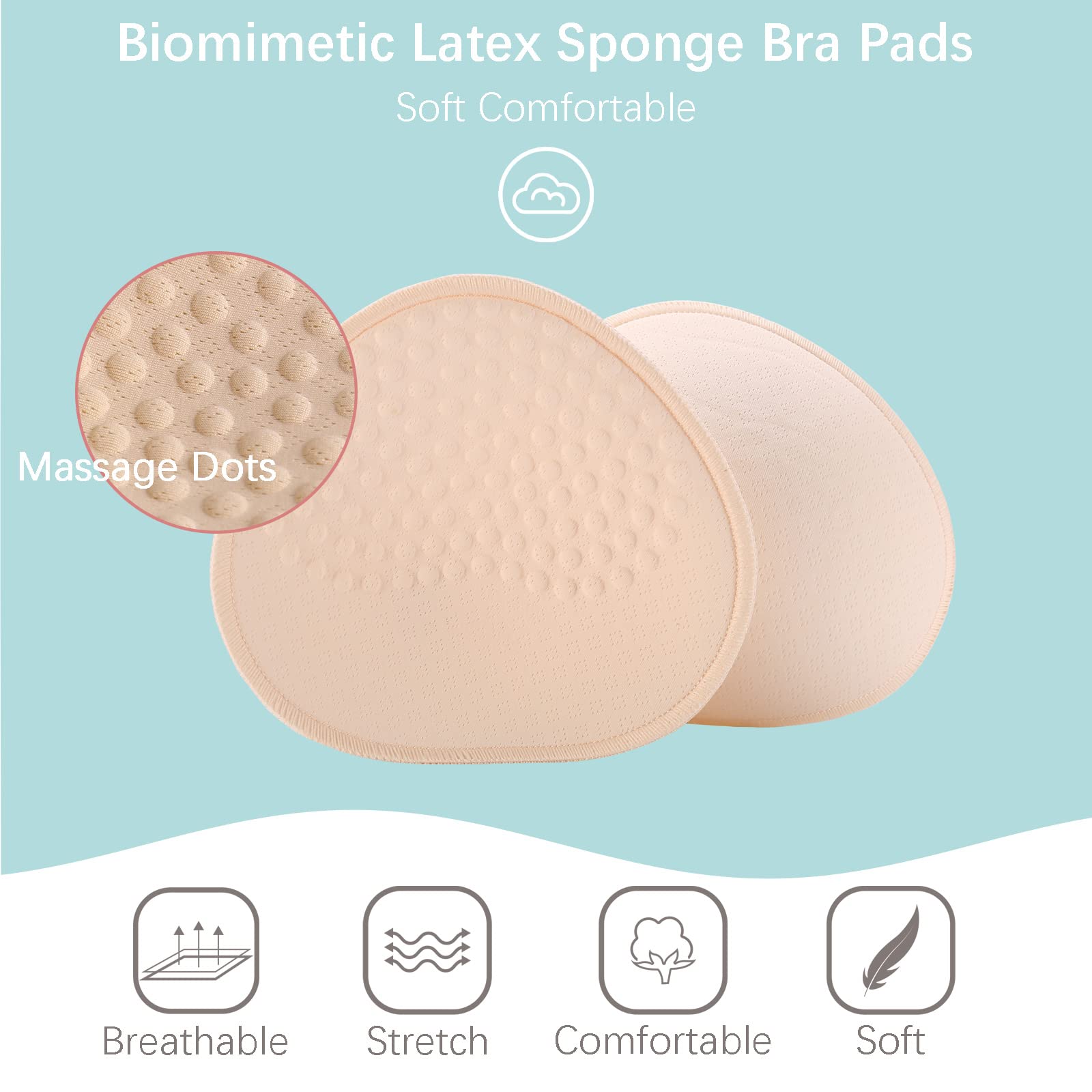 Bra Pads Inserts, 4 Pairs Chest Pad for Sports Bra, Bra Cups Inserts Sew Removable Bra Pads for Bikini & Swimwear - XXL