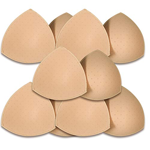 FUNCYboo Bra Pads Inserts 5 Pairs, Bra Inserts Breathable and Removable Bra Cups Inserts for Sport Bra Bikini Inserts (5 Beige)