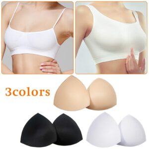 18 Pairs Triangle Sports Bra Pads Inserts Women Push up Breast Bra Insert Pads Sponge Removable Bra Cup Inserts Pad (White, Black, Nude Color)