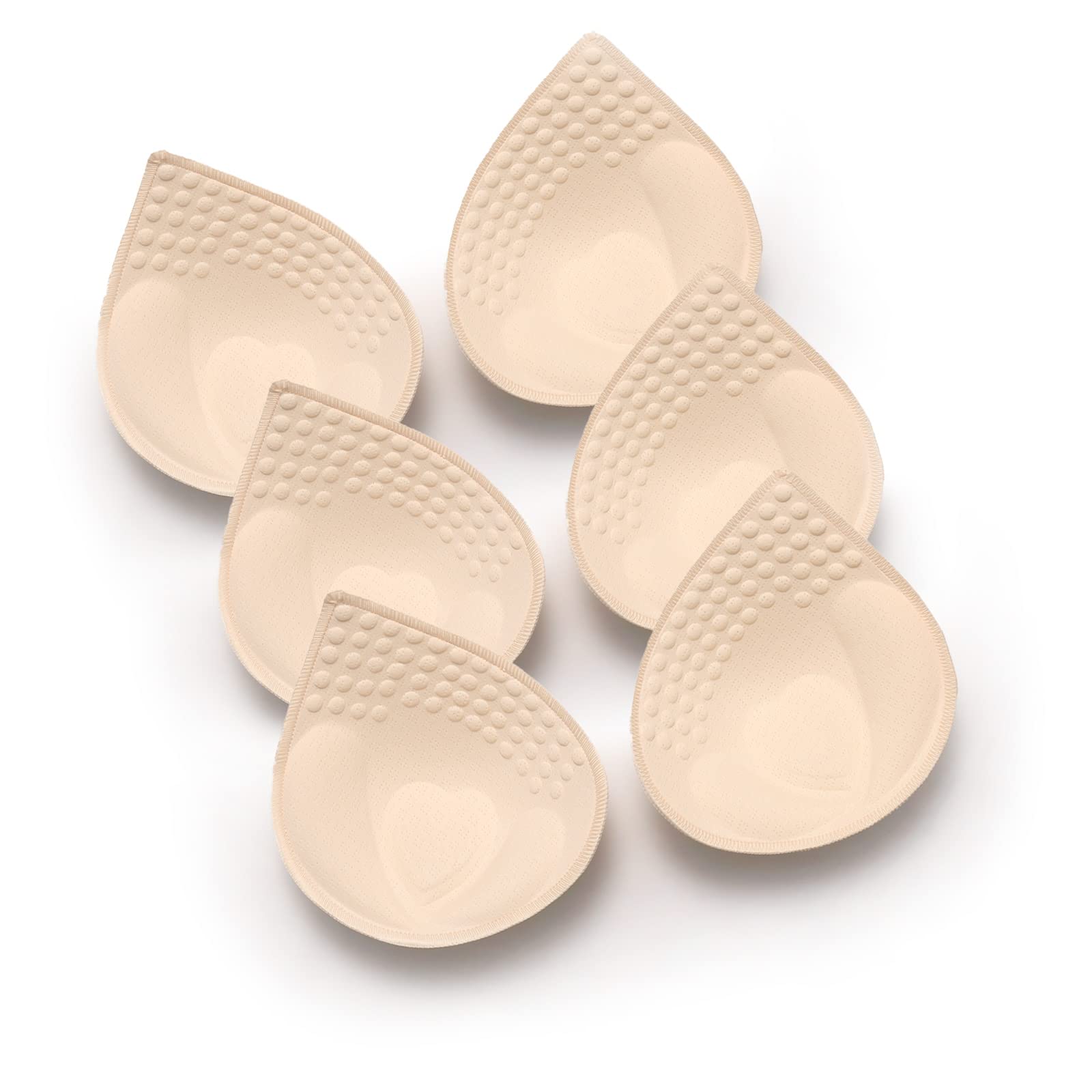 Bra Pad Inserts 3 Pairs, Bra Pads Sewn Padded for Sports Bra A/B/C/D Cup Beige or Black, Green or Grey or Pink Optional-BEIGE-M