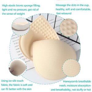 Bra Pad Inserts 3 Pairs, Bra Pads Sewn Padded for Sports Bra A/B/C/D Cup Beige or Black, Green or Grey or Pink Optional-BEIGE-M