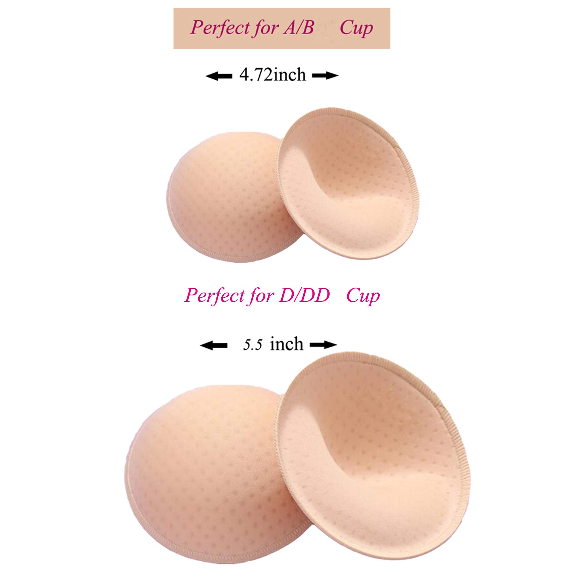 ONDY Bra Insert Pads 2 Pairs, Round Breast Enhancers,Invisible Bra Push Up Pad for Yoga Sports Bra (C/D) Beige