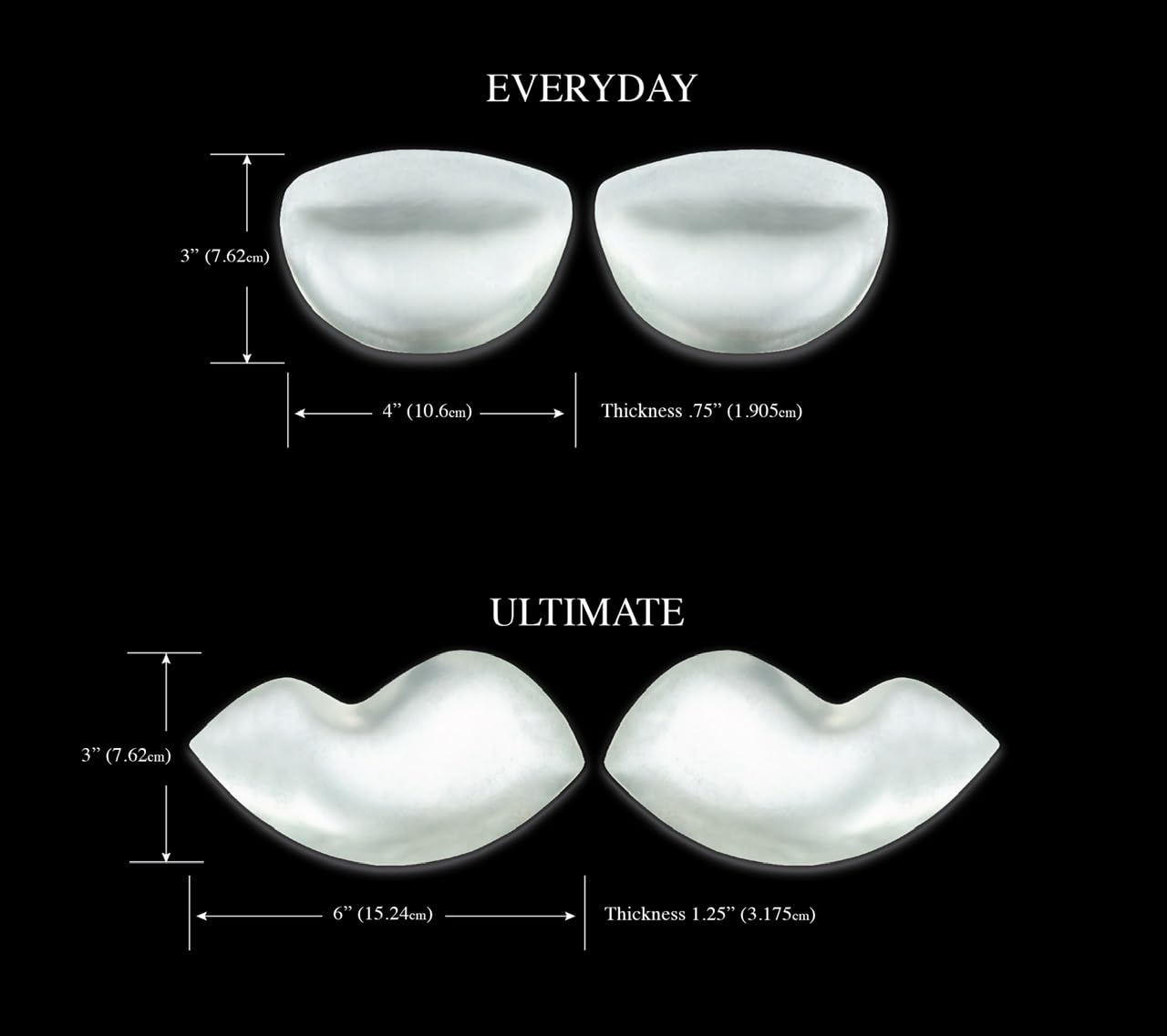 Under Glamour Silicone Bra Inserts, Silicone Breast Enhancers, Silicone Gel Bra Inserts - Cleavage Enhancers Pads (Large) Clear