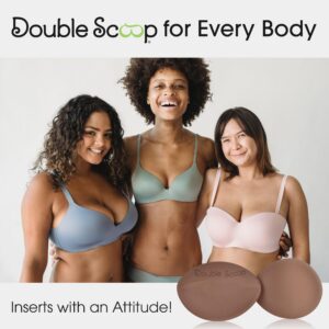 Double Scoop® Push Up Inserts w/Bonus Tape Sticky Strips, Instant Breast Implants, Replacement Bra Pads, Padded Bralette Hack, Breast Lift, Foam Bra Filler Insert, Bra Stuffer, Cup Size D (Nude)