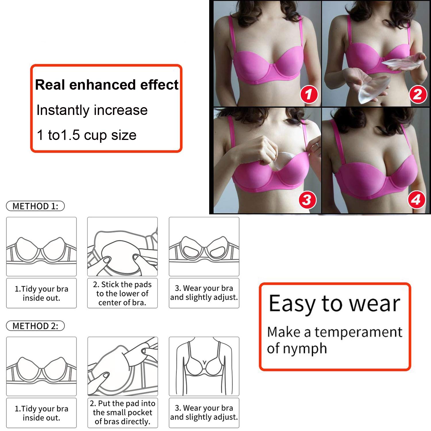 LZWIN Waterproof Silicone Chicken Cutlets Bra Inserts - Soft Push Up Enhancer Pads for Summer Swimsuits & Bikini