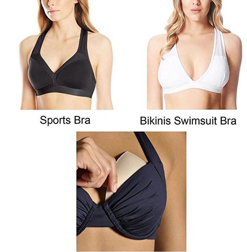 Fypxd 6 Pairs Bra pad Insert For sports bra or Bikini Tops 5X5 inch（Beige