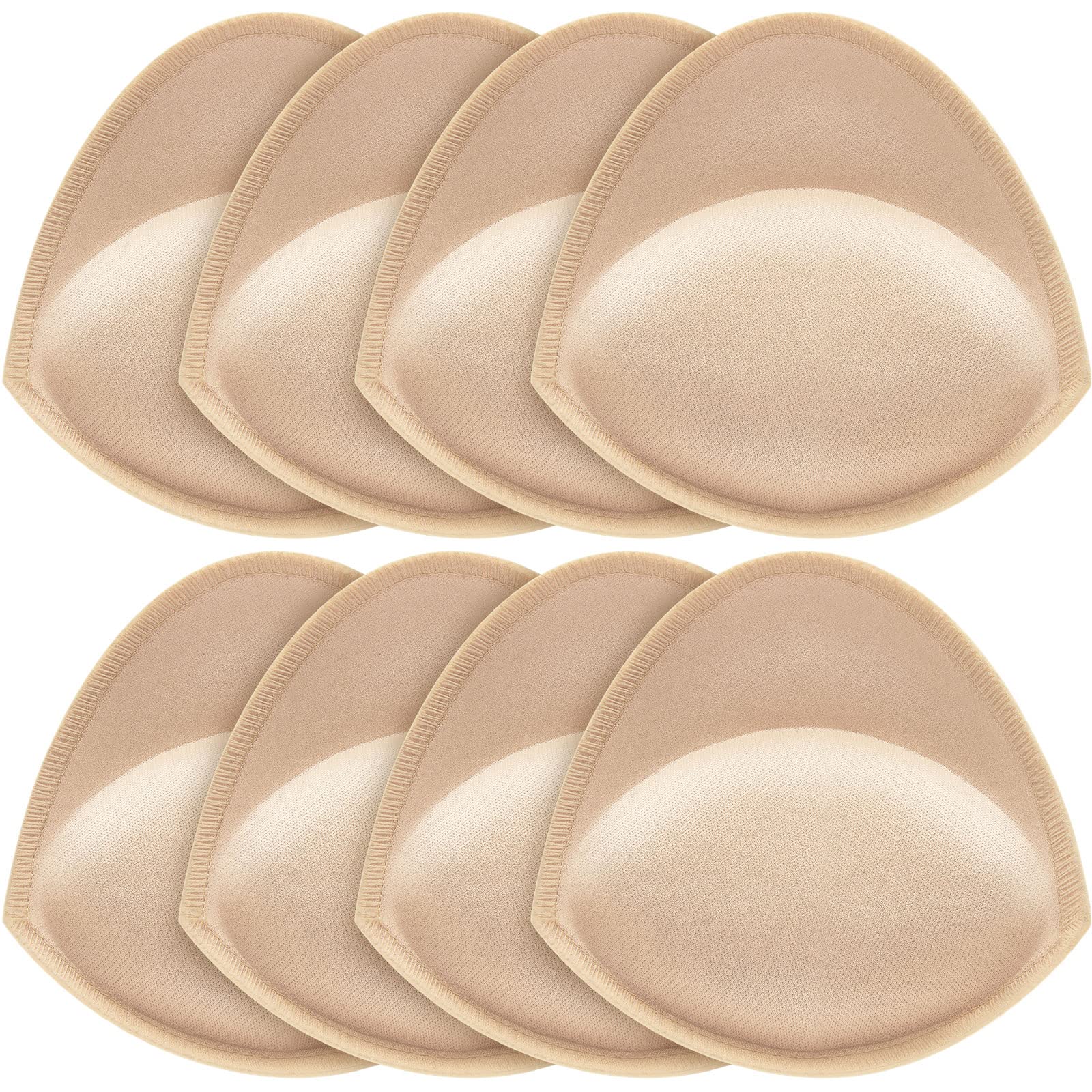 4 Pairs Push up Bra Inserts Breast Enhancer Cups Bra Pad Inserts Sewn Edges Bra Replacement Pad Sew in Bra Cups Sports (Beige)