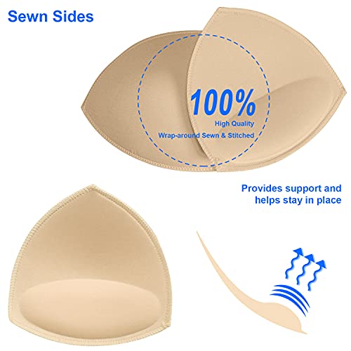 FANMAOUS 5 pairs Women's Triangle Bra Pads Inserts Removable Push Up Sports Bra Cups Replacements For Bikini Top Swimsuit (5 pairs beige C/D)