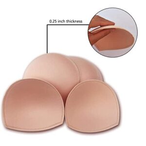 WMugthome 3 Pair Sewn Bra Pads Inserts for Women's Sports to Hide Nipples or Bra Inserts Push Up(Beige-semicircle-A CUP)