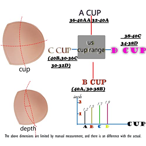 WMugthome 3 Pair Sewn Bra Pads Inserts for Women's Sports to Hide Nipples or Bra Inserts Push Up(Beige-semicircle-A CUP)