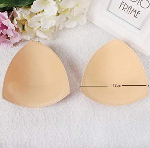 3 Pairs Triangle Shape Removable Sponge Bra pad Breathable Bra Push Up Bra Breast Insert Pads Breast Enhancers Shaper for Bikini Swimsuit Sports Bra Yoga Bra Beige