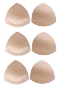 3 pairs triangle shape removable sponge bra pad breathable bra push up bra breast insert pads breast enhancers shaper for bikini swimsuit sports bra yoga bra beige