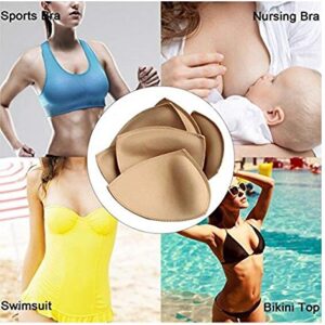 3 Pairs Triangle Shape Removable Sponge Bra pad Breathable Bra Push Up Bra Breast Insert Pads Breast Enhancers Shaper for Bikini Swimsuit Sports Bra Yoga Bra Beige