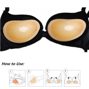 SERMICLE Double-Sided Sticky Bra Inserts - Self Adhesive Boob Pads Bra Pad Bra inserts Waterproof Silicone Push up Pad (Semicircle Beige and Black, One Size)