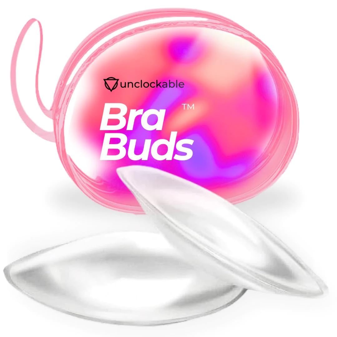 Unclockable Bra Buds - Implant-Grade Silicone Bra Inserts - Clear Gel Push-Up Pads - Affirming Design for Transgender, NB, Drag Queens, Crossdressing