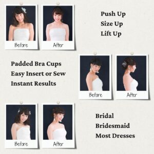 ButtonMode Padded Bra Cups Insert or Sew In, Instant Push Up Size Up Lift Up Support, Balconette Breast Enhancer for Bridal, Bridesmaid, Most Dresses, Black, B/C, 1 Pair