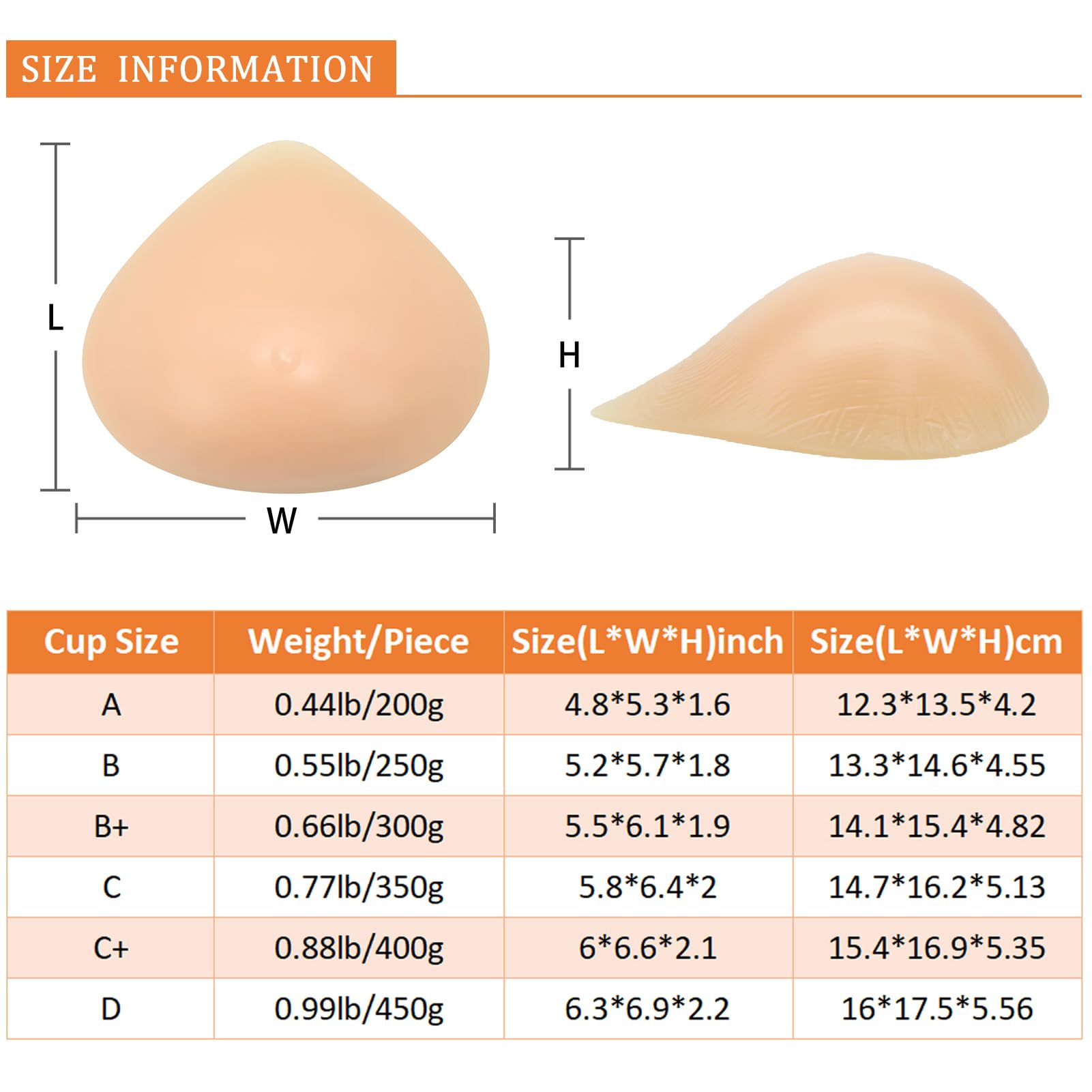 MERSTEYO Silicone Breast Form Triangle Mastectomy Prosthesis Concave Bra Insert Enhancer Pad 1 Piece 300g