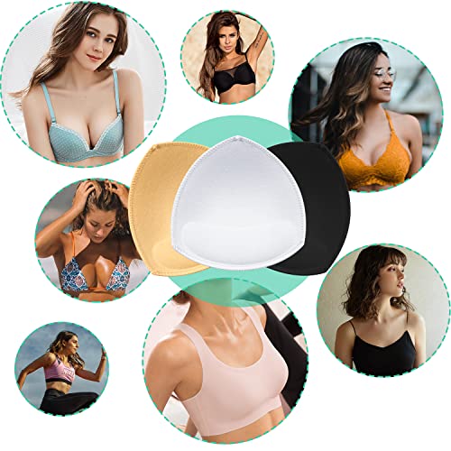 FANMAOUS 5 Pairs Bra Pad Insert,Removable Sport Bra Cups Inserts Triangle Breathable Bra Pads for Yoga Bra Swimsuits Bikini (L (2 Beige 2 Black 1 White))