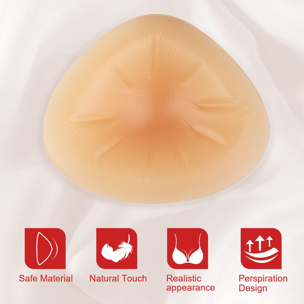 ONEFENG Triangle Silicone Breast Form Mastectomy Prosthesis Concave Bra Enhancer Inserts (1 Piece)