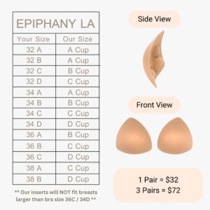 Epiphany LA Women's Push Up Padding Inserts for Swimsuits, Sports Bras and Clothing (C Cup - 1 Pair) Beige