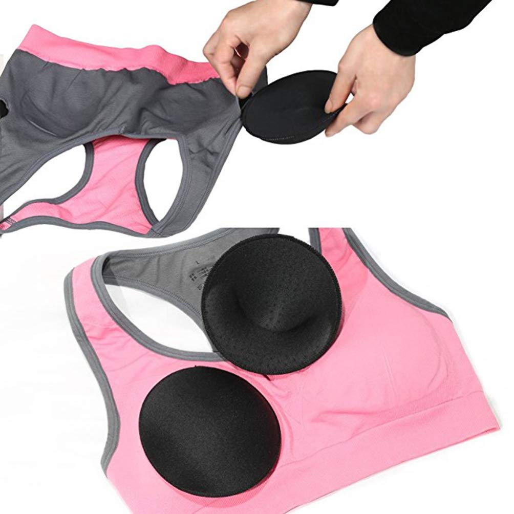 KESYOO Round Bra Pads 3 Pairs Soft Sponge Chest Pads Bra Cup Inserts Pad for Sports Bra Black