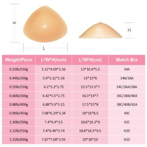 OMMITO Triangle Silicone Breast Form Mastectomy Prosthesis Bra Insert Pad Enhancer Only 1 Piece 400g