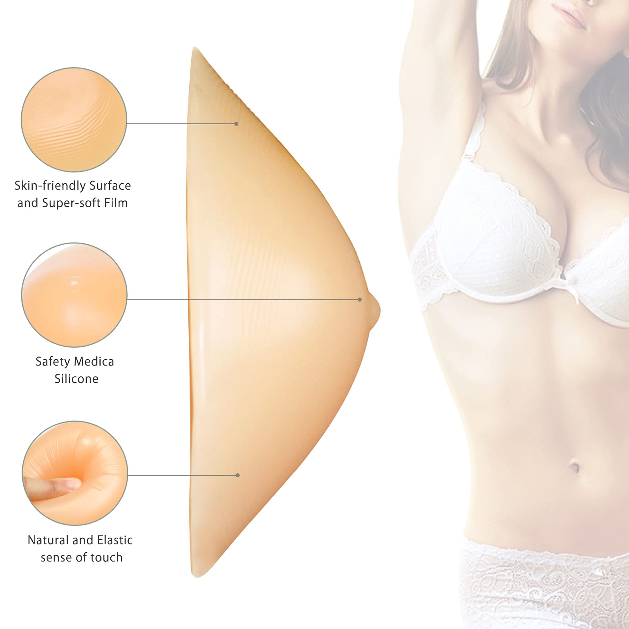 OMMITO Triangle Silicone Breast Form Mastectomy Prosthesis Bra Insert Pad Enhancer Only 1 Piece 400g