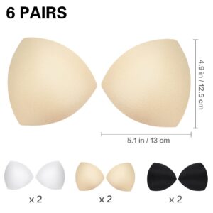 Abaodam 6 Pairs Bra Pads Inserts Spongy Bra Inserts Push Up Breast Pads For Women